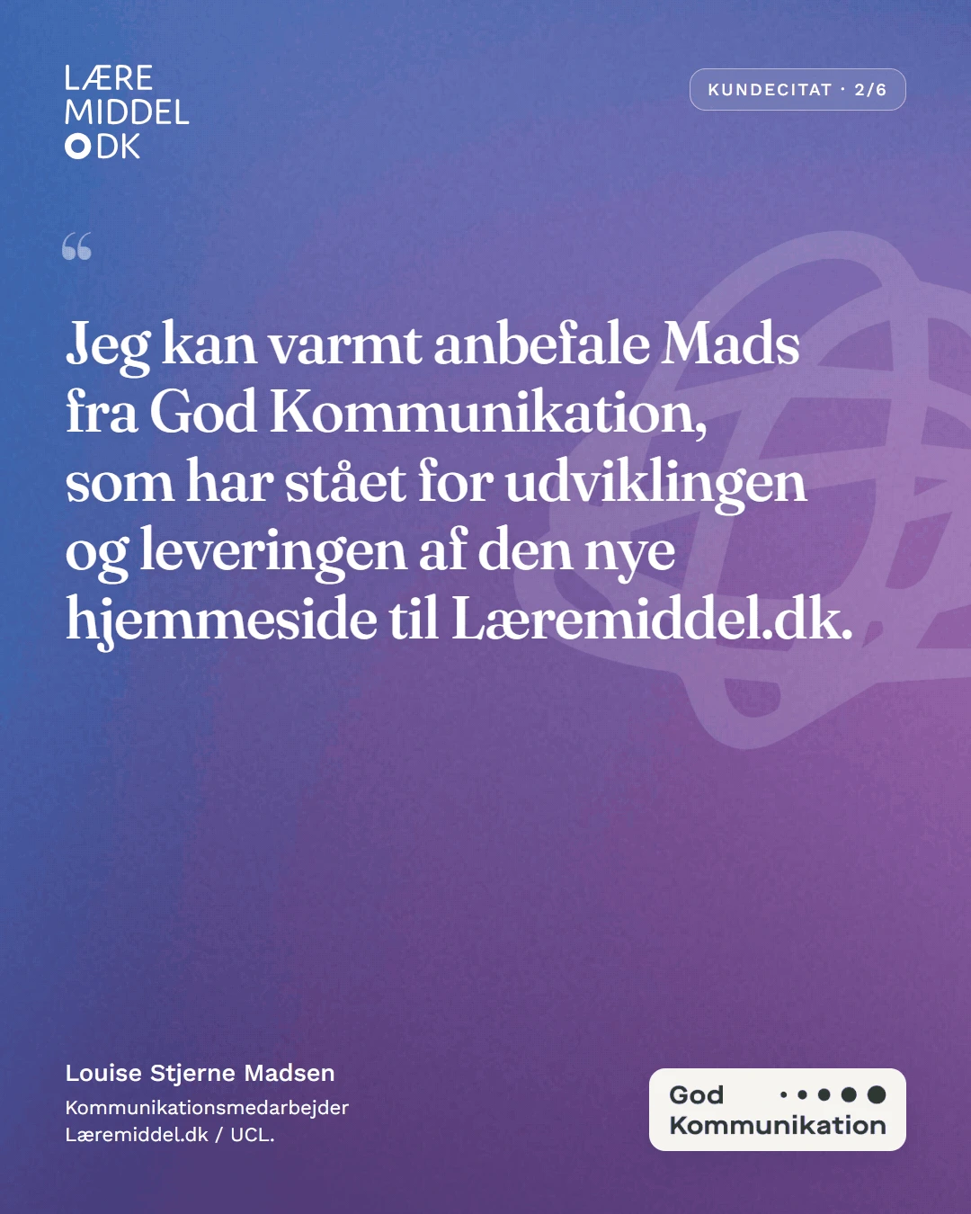 Kundecitat om udviklingen og leveringen af den nye hjemmeside til Læremiddel.dk.